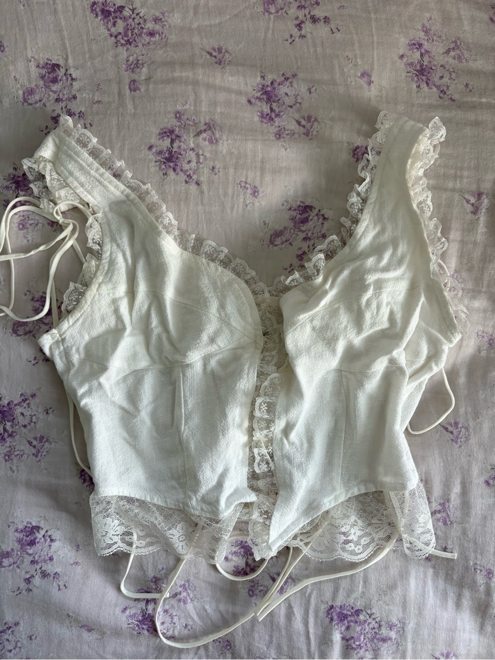 LookSky White Lace-Trim Bustier Top